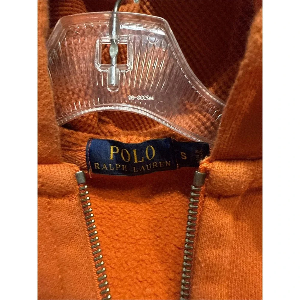 Polo Ralph Lauren Mens Orange Thermal Lined Full Zip Hoodie Sweatshirt Small